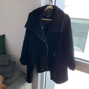 Black wool shearling coat
